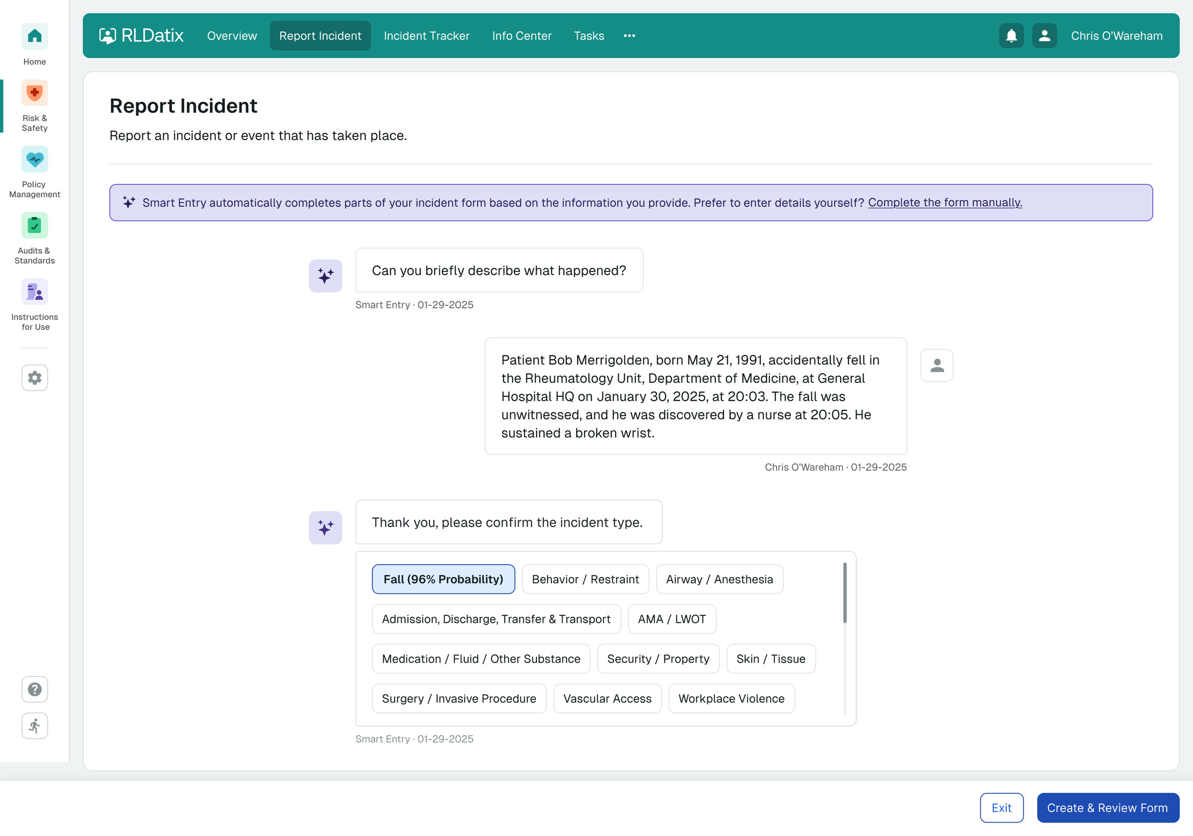 Smart Entry — conversational input from the clinician